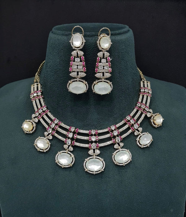 Cz Doublet Necklace 09865 - KRISHNA'S SWETA JEWELLERY