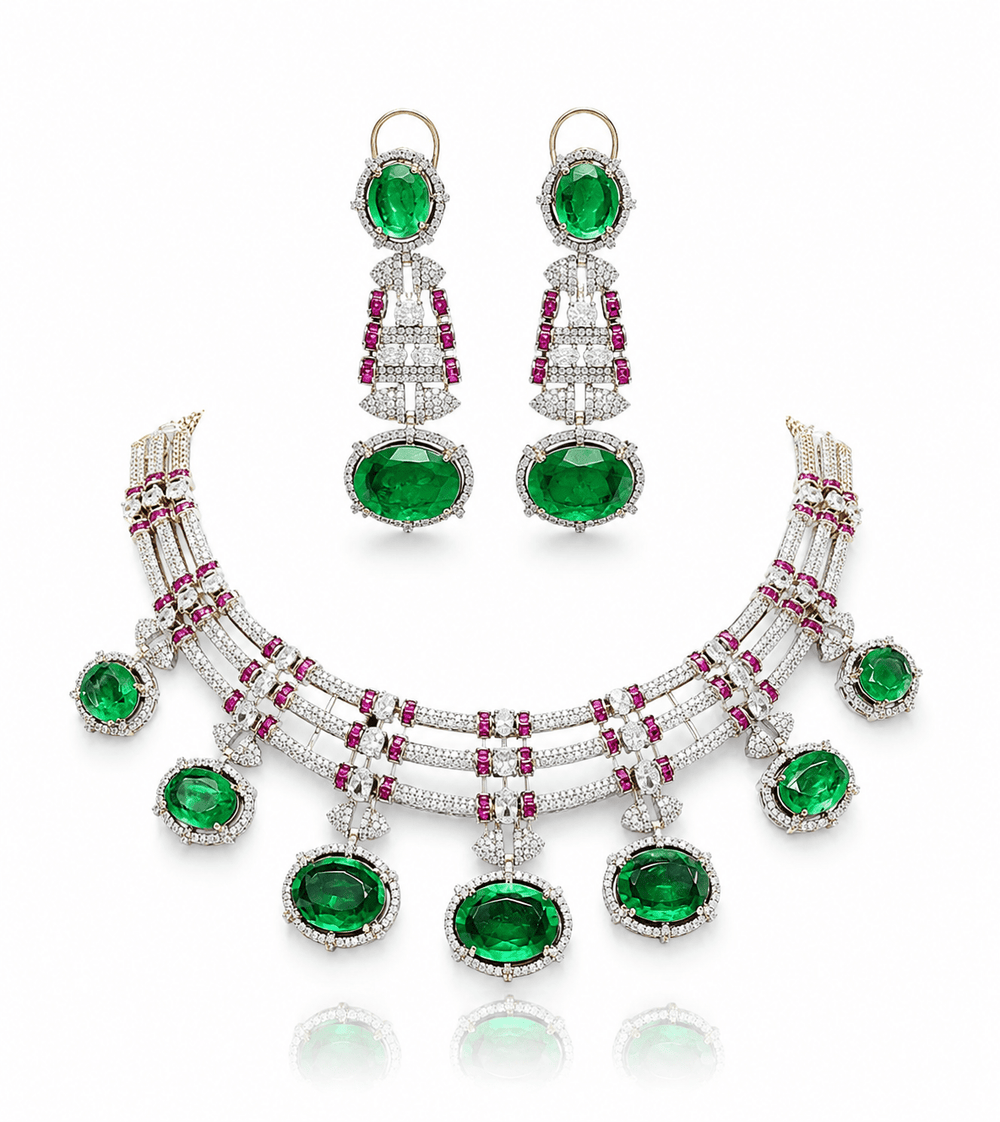 Cz Doublet Necklace 09865 - KRISHNA'S SWETA JEWELLERY