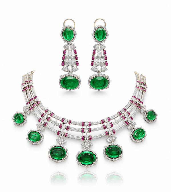 Cz Doublet Necklace 09865 - KRISHNA'S SWETA JEWELLERY