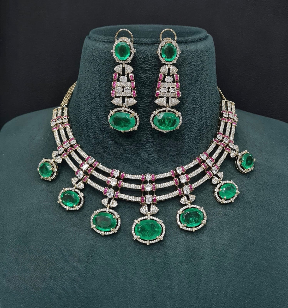Cz Doublet Necklace 09865 - KRISHNA'S SWETA JEWELLERY