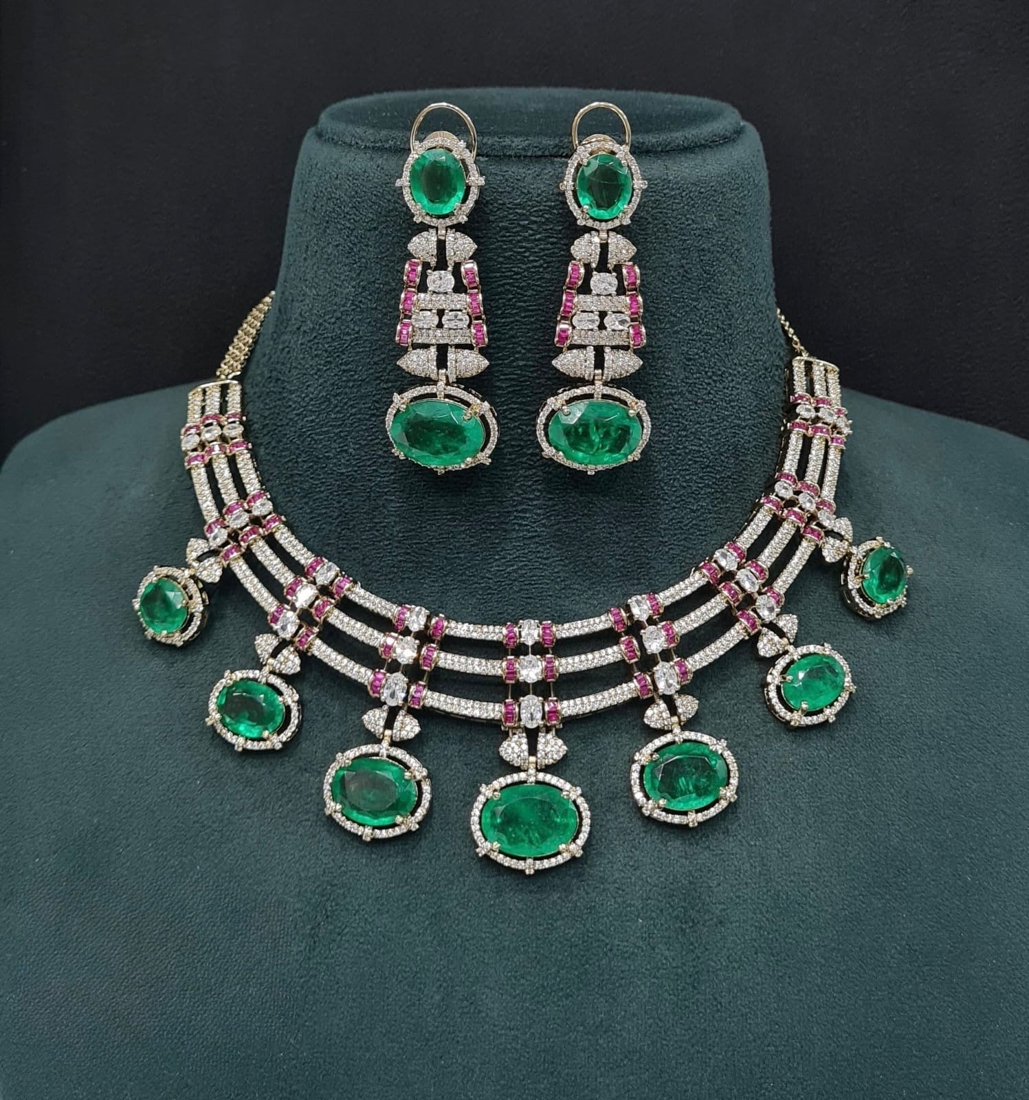Cz Doublet Necklace 09865 - KRISHNA'S SWETA JEWELLERY