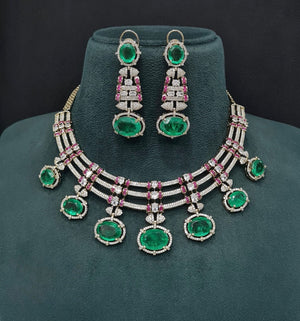 Cz Doublet Necklace 09865 - KRISHNA'S SWETA JEWELLERY