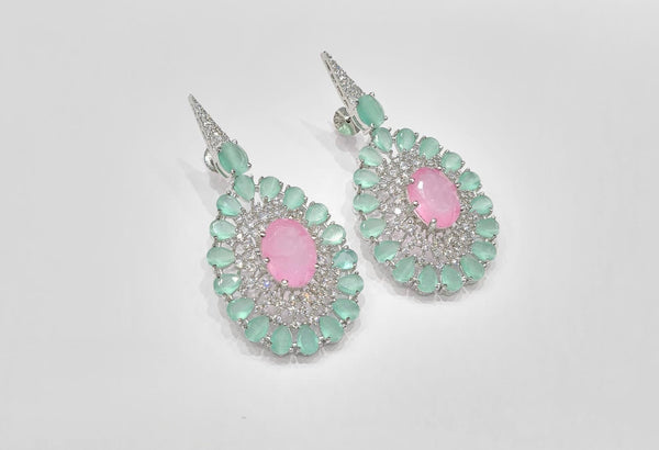 Cz Earrings 08446 - KRISHNA'S SWETA JEWELLERY