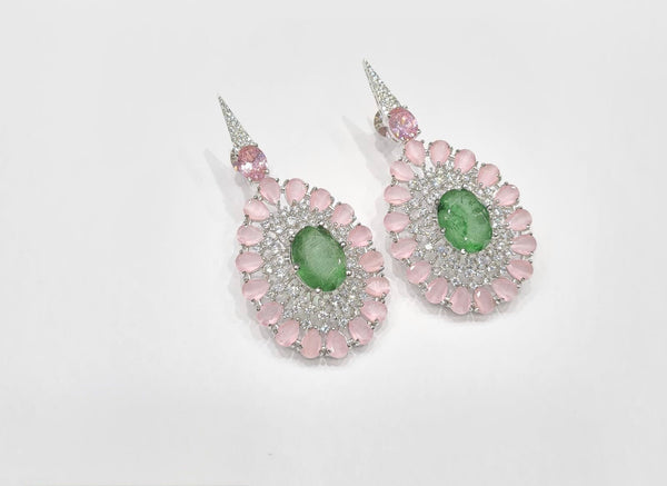 Cz Earrings 08446 - KRISHNA'S SWETA JEWELLERY