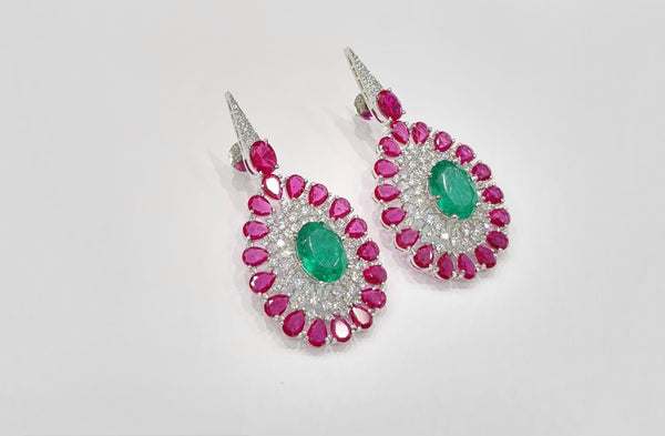 Cz Earrings 08446 - KRISHNA'S SWETA JEWELLERY