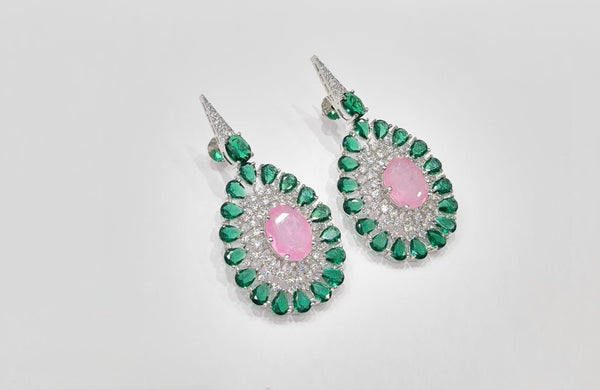 Cz Earrings 08446 - KRISHNA'S SWETA JEWELLERY