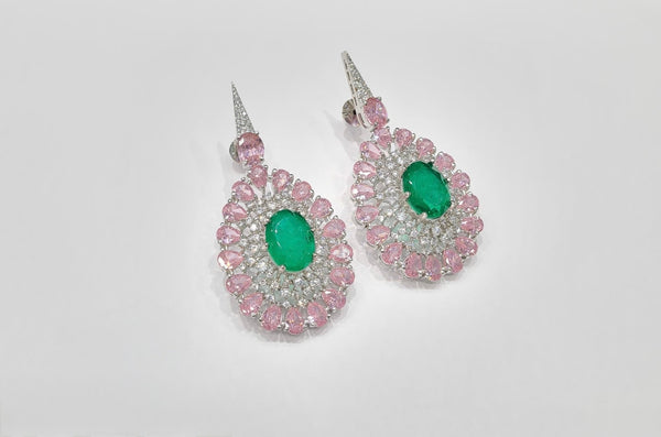 Cz Earrings 08446 - KRISHNA'S SWETA JEWELLERY
