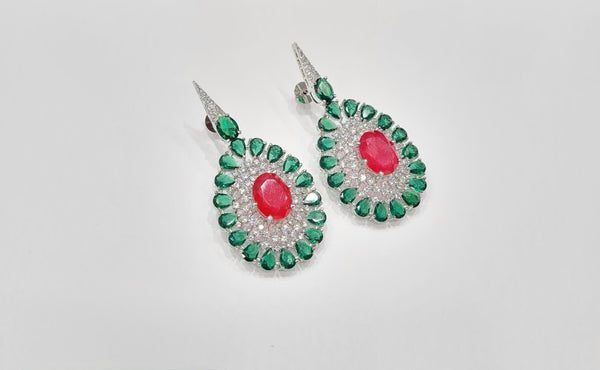 Cz Earrings 08446 - KRISHNA'S SWETA JEWELLERY