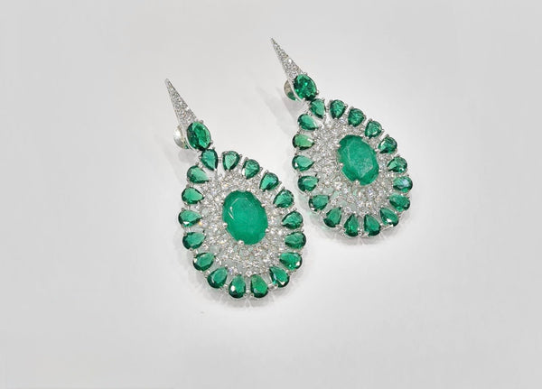 Cz Earrings 08446 - KRISHNA'S SWETA JEWELLERY