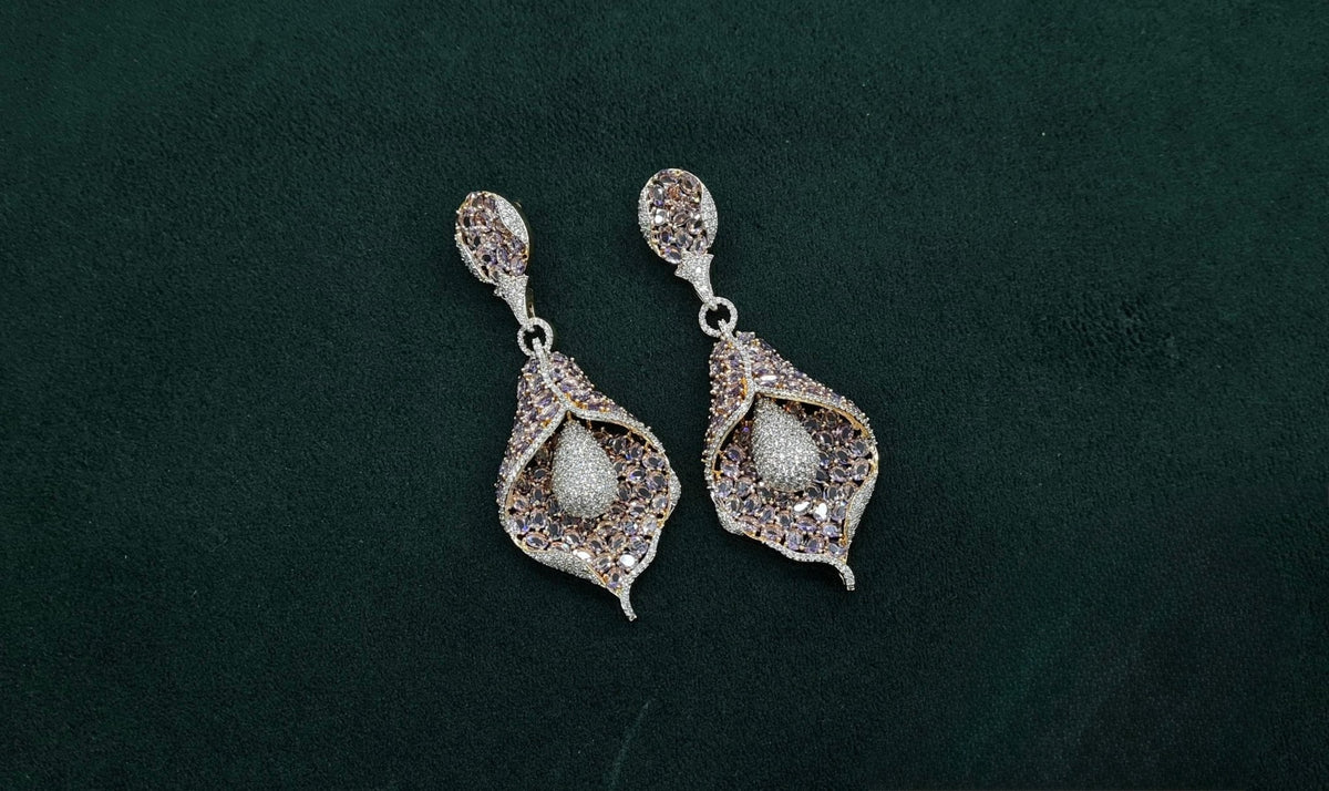 Cz Earrings 08982 - KRISHNA'S SWETA JEWELLERY