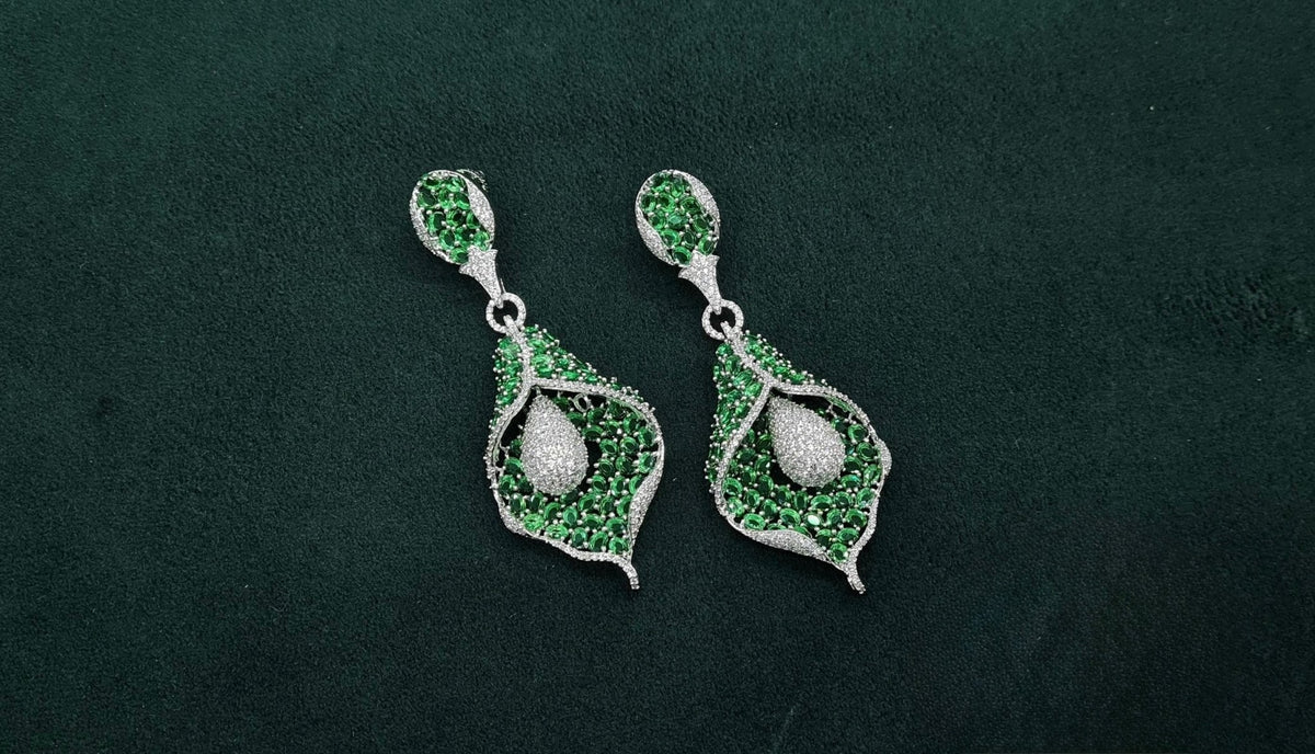 Cz Earrings 08982 - KRISHNA'S SWETA JEWELLERY