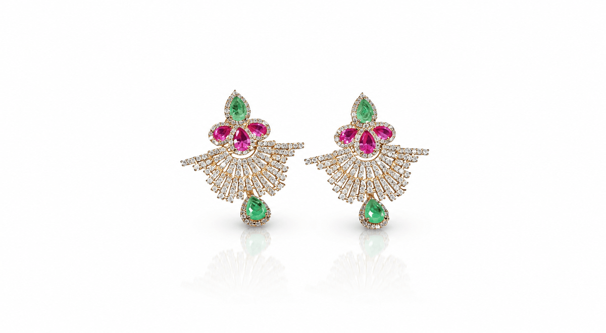 Cz Earrings 10348 - KRISHNA'S SWETA JEWELLERY