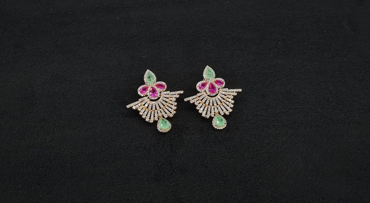Cz Earrings 10348 - KRISHNA'S SWETA JEWELLERY