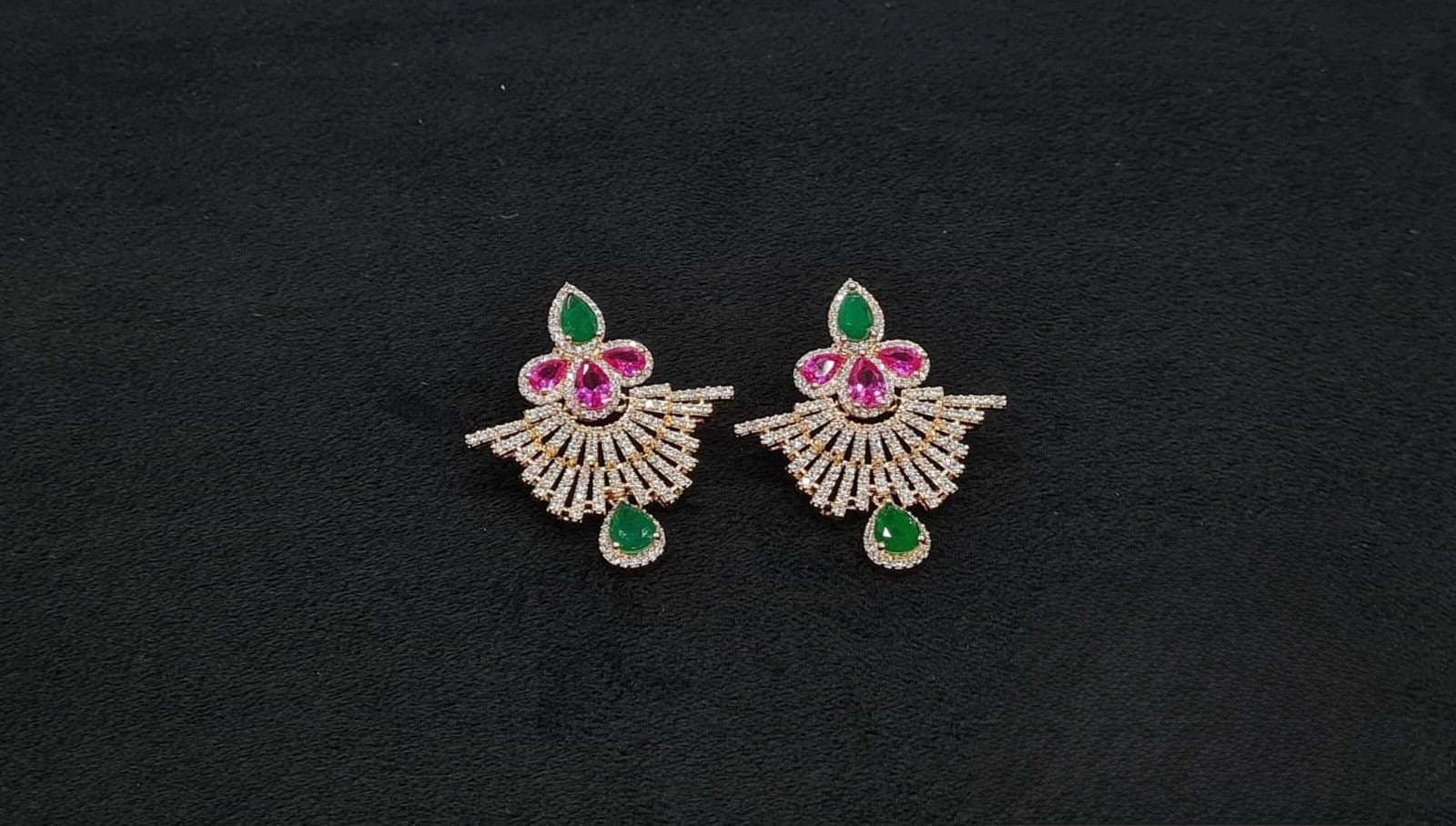 Cz Earrings 10348 - KRISHNA'S SWETA JEWELLERY
