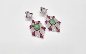 Cz Enamel Earrings 08544 - KRISHNA'S SWETA JEWELLERY