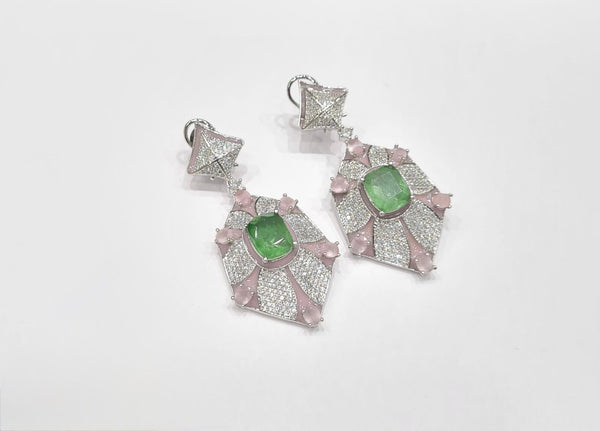 Cz Enamel Earrings 08544 - KRISHNA'S SWETA JEWELLERY