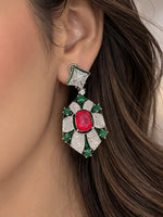 Cz Enamel Earrings 08544 - KRISHNA'S SWETA JEWELLERY