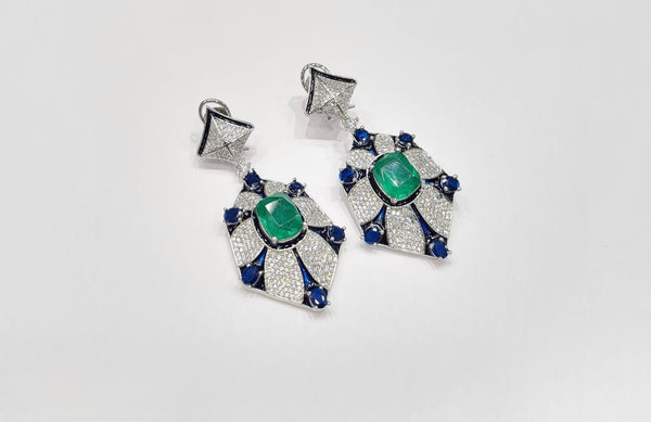 Cz Enamel Earrings 08544 - KRISHNA'S SWETA JEWELLERY