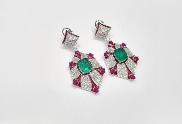 Cz Enamel Earrings 08544 - KRISHNA'S SWETA JEWELLERY