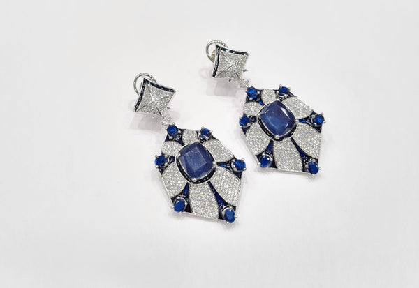 Cz Enamel Earrings 08544 - KRISHNA'S SWETA JEWELLERY