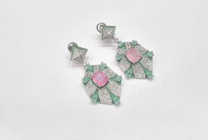 Cz Enamel Earrings 08544 - KRISHNA'S SWETA JEWELLERY
