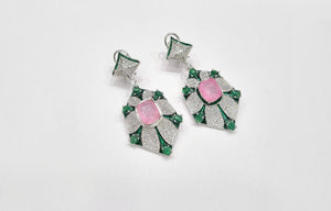 Cz Enamel Earrings 08544 - KRISHNA'S SWETA JEWELLERY