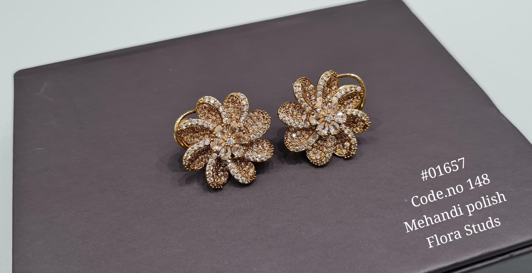 Cz Flower Studs 01657 - KRISHNA'S SWETA JEWELLERY