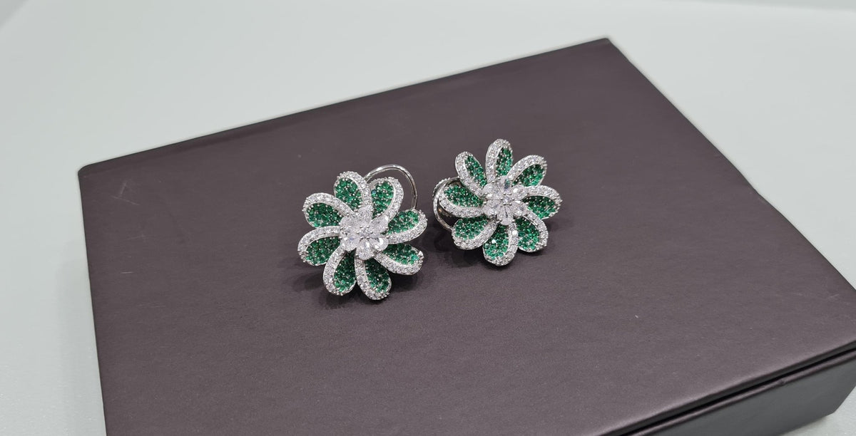 Cz Flower Studs 01657 - KRISHNA'S SWETA JEWELLERY