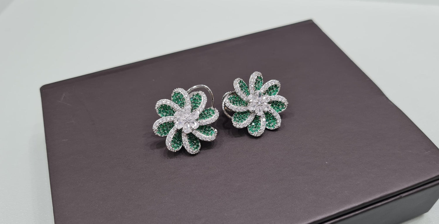 Cz Flower Studs 01657 - KRISHNA'S SWETA JEWELLERY
