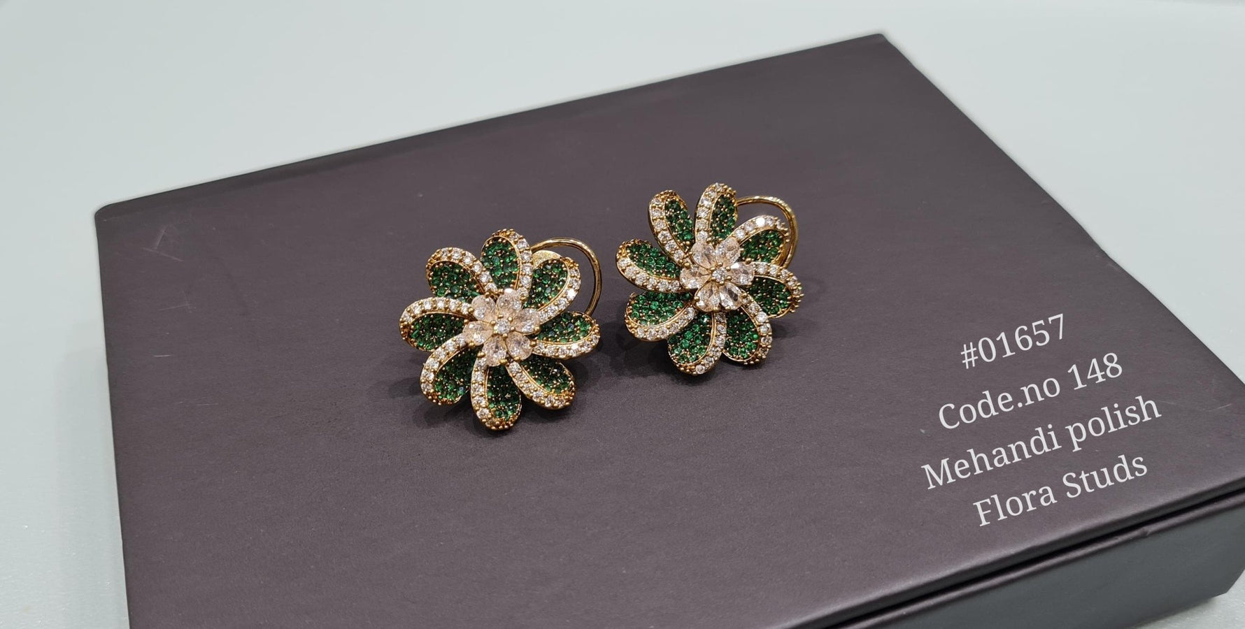 Cz Flower Studs 01657 - KRISHNA'S SWETA JEWELLERY