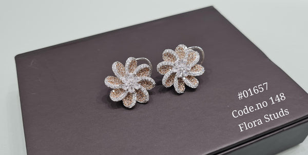 Cz Flower Studs 01657 - KRISHNA'S SWETA JEWELLERY