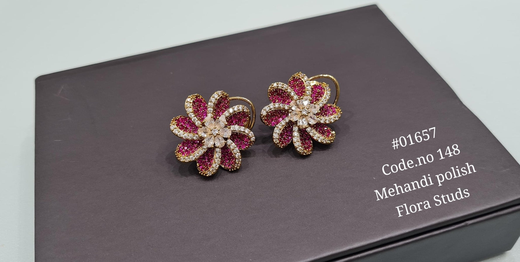 Cz Flower Studs 01657 - KRISHNA'S SWETA JEWELLERY