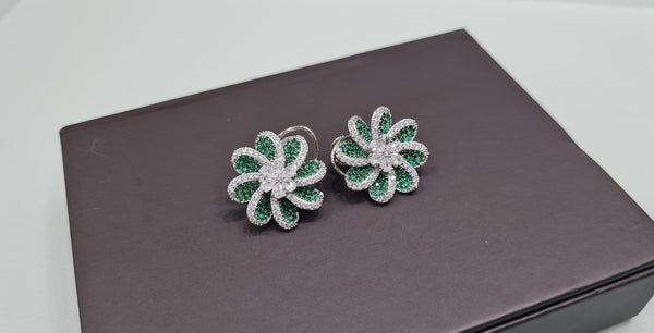 Cz Flower Studs 01657 - KRISHNA'S SWETA JEWELLERY
