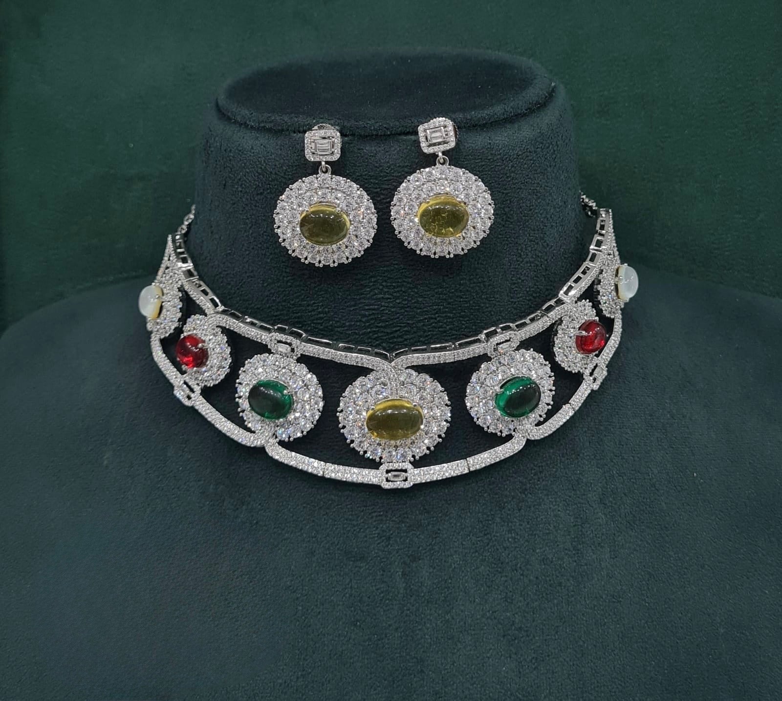 Cz GK Choker 07902 - KRISHNA'S SWETA JEWELLERY