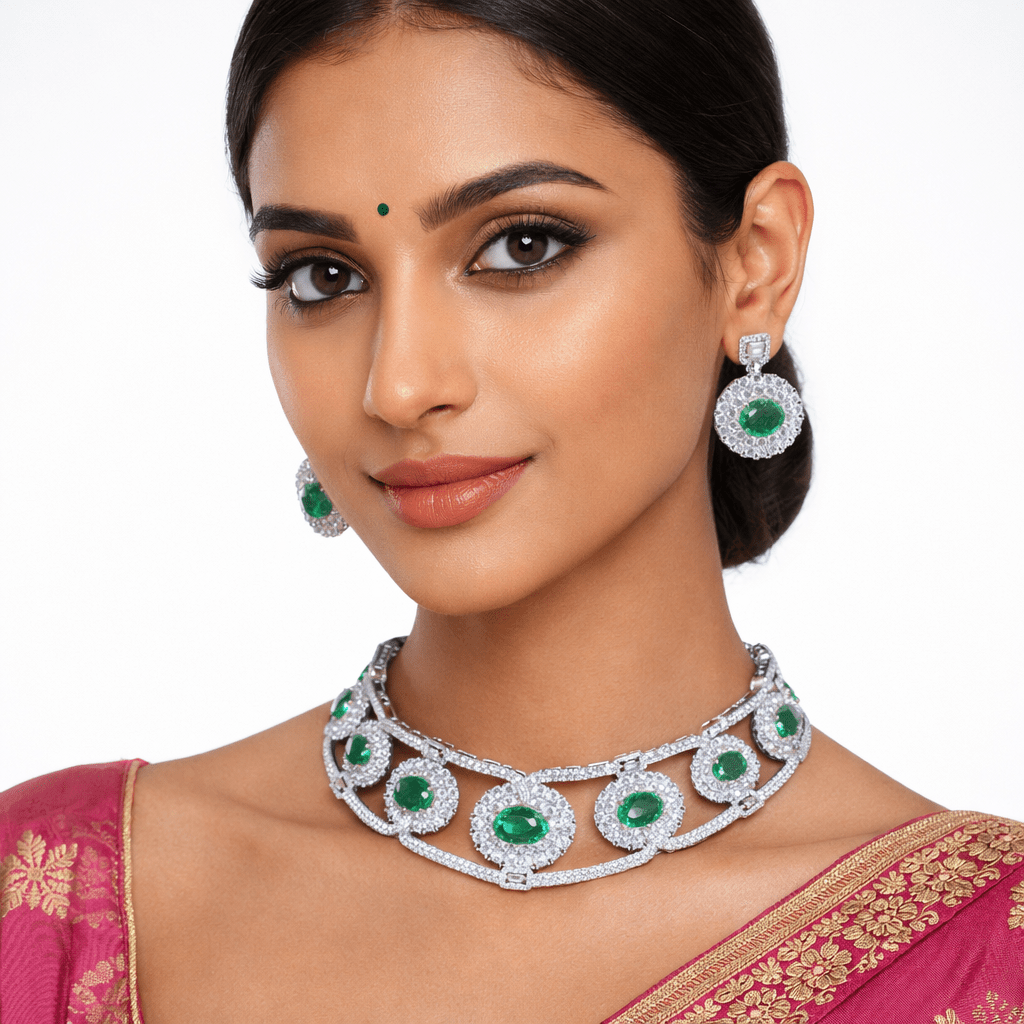 Cz GK Choker 07902 - KRISHNA'S SWETA JEWELLERY