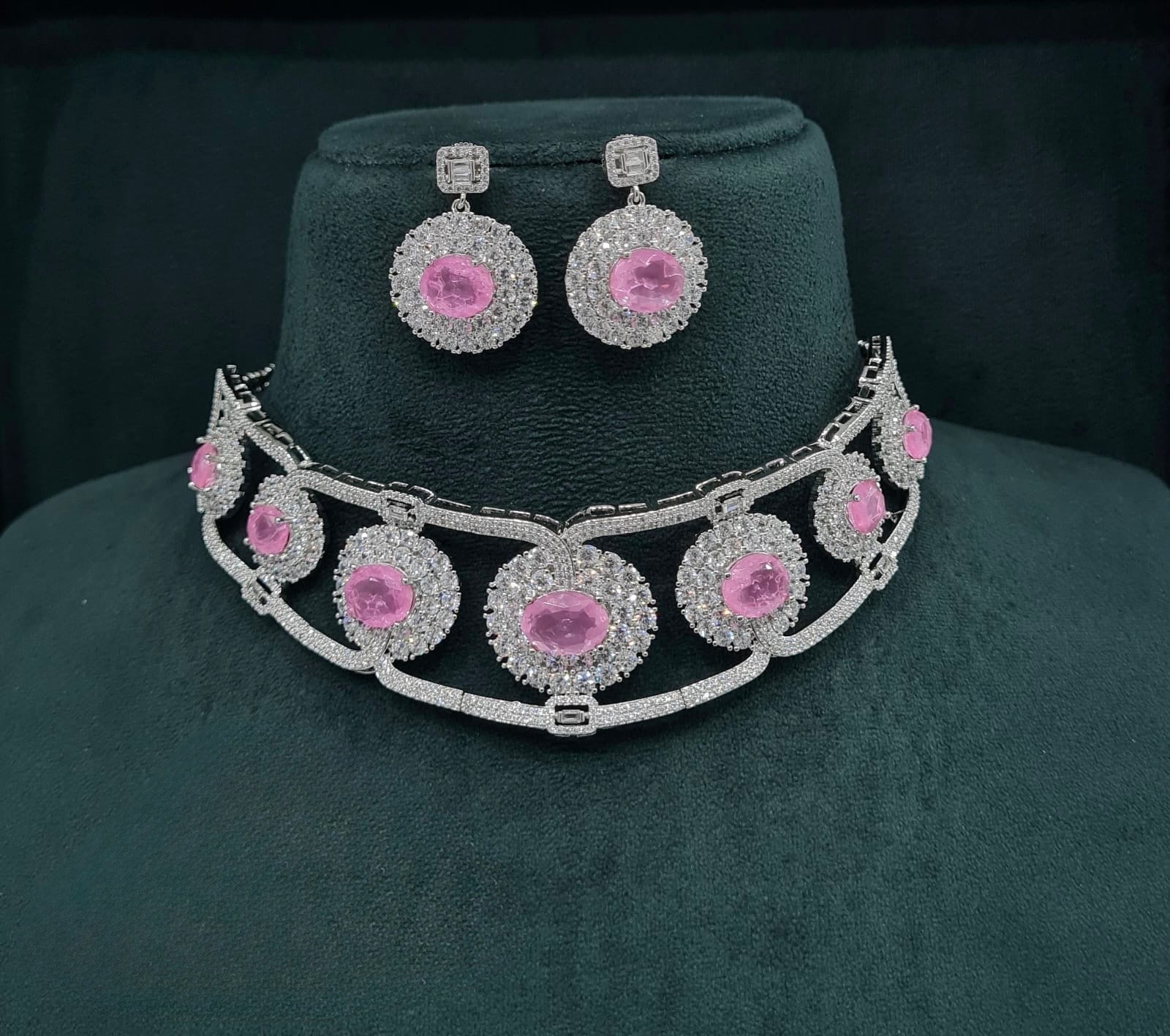 Cz GK Choker 07902 - KRISHNA'S SWETA JEWELLERY
