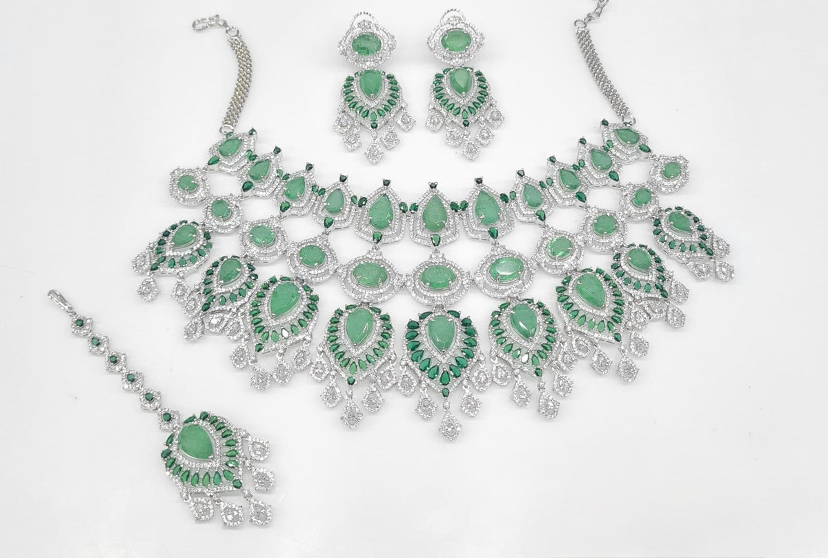 Cz Maharani Bride Set 07903 - KRISHNA'S SWETA JEWELLERY