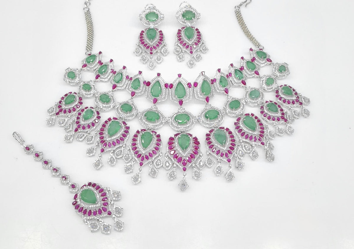Cz Maharani Bride Set 07903 - KRISHNA'S SWETA JEWELLERY