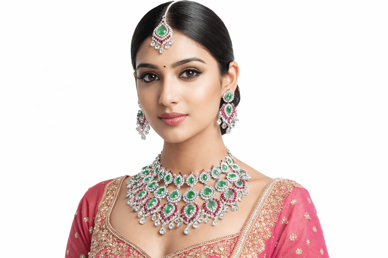 Cz Maharani Bride Set 07903 - KRISHNA'S SWETA JEWELLERY