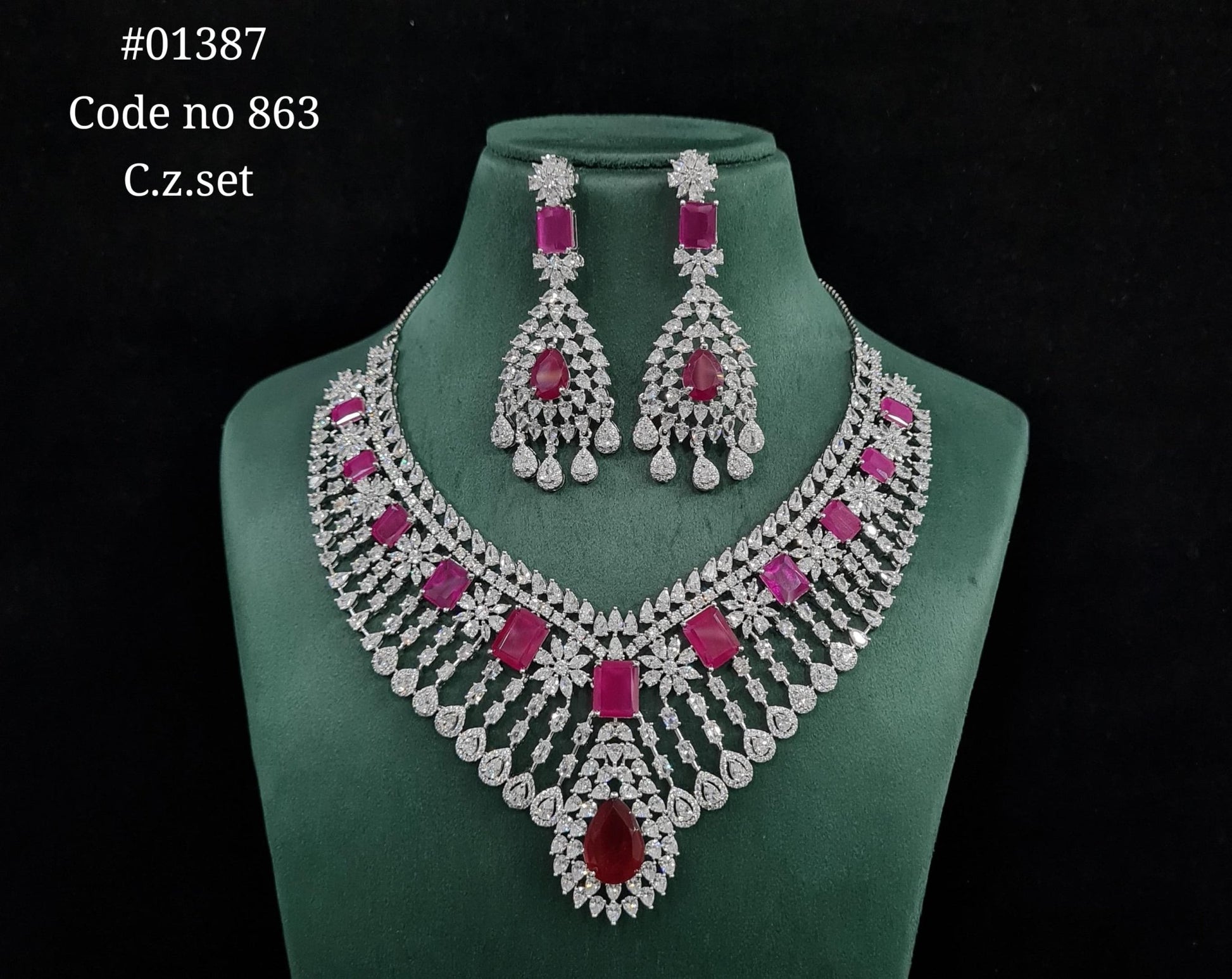 Cz Necklace 01387 - KRISHNA'S SWETA JEWELLERY