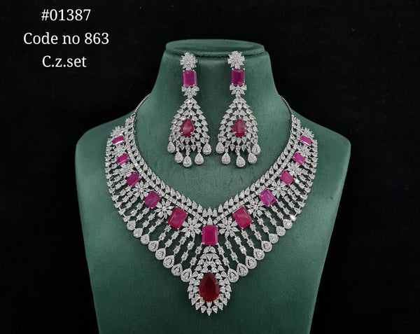 Cz Necklace 01387 - KRISHNA'S SWETA JEWELLERY