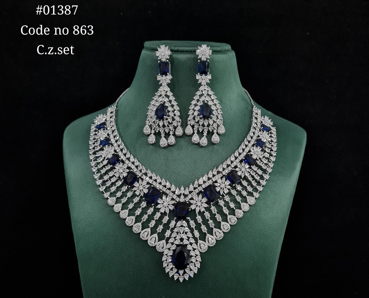 Cz Necklace 01387 - KRISHNA'S SWETA JEWELLERY
