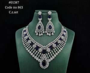 Cz Necklace 01387 - KRISHNA'S SWETA JEWELLERY