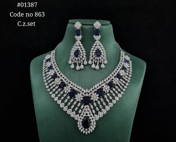 Cz Necklace 01387 - KRISHNA'S SWETA JEWELLERY