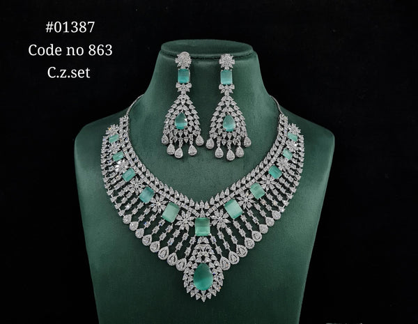 Cz Necklace 01387 - KRISHNA'S SWETA JEWELLERY