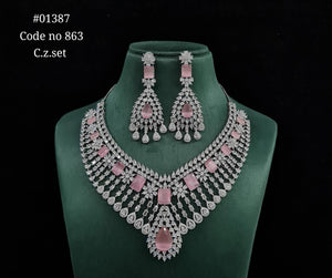 Cz Necklace 01387 - KRISHNA'S SWETA JEWELLERY