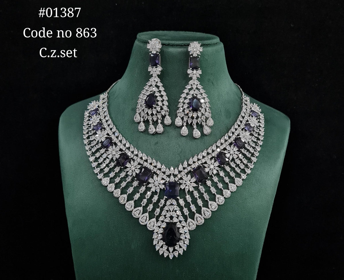 Cz Necklace 01387 - KRISHNA'S SWETA JEWELLERY