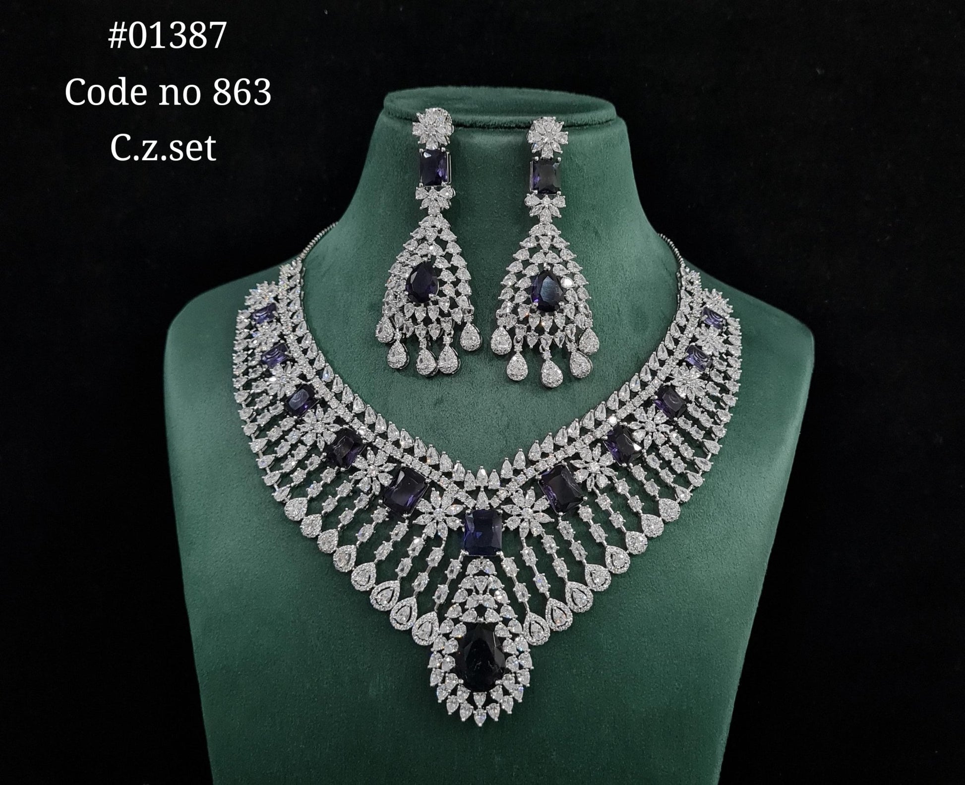 Cz Necklace 01387 - KRISHNA'S SWETA JEWELLERY