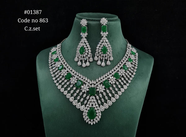 Cz Necklace 01387 - KRISHNA'S SWETA JEWELLERY