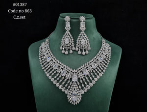 Cz Necklace 01387 - KRISHNA'S SWETA JEWELLERY